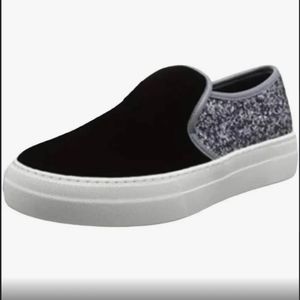 - Aldo black velvet glitter slip on sneakers
